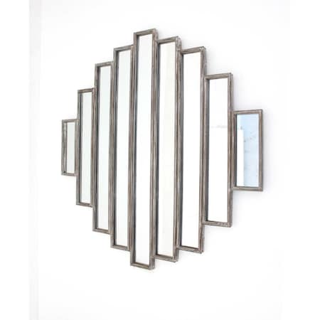 Gfancy Fixtures 36 x 36 x 2 in. Rustic Multi Mirrored Wall Sculpture Silver GF3096539